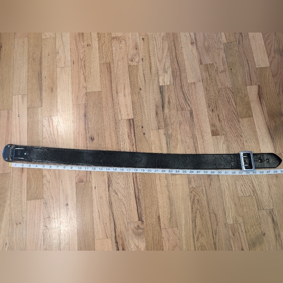 Black Leather Gun Belt Safety Speed Holster Belt Montebello Cal Belt 32 USA - Picture 12 of 15